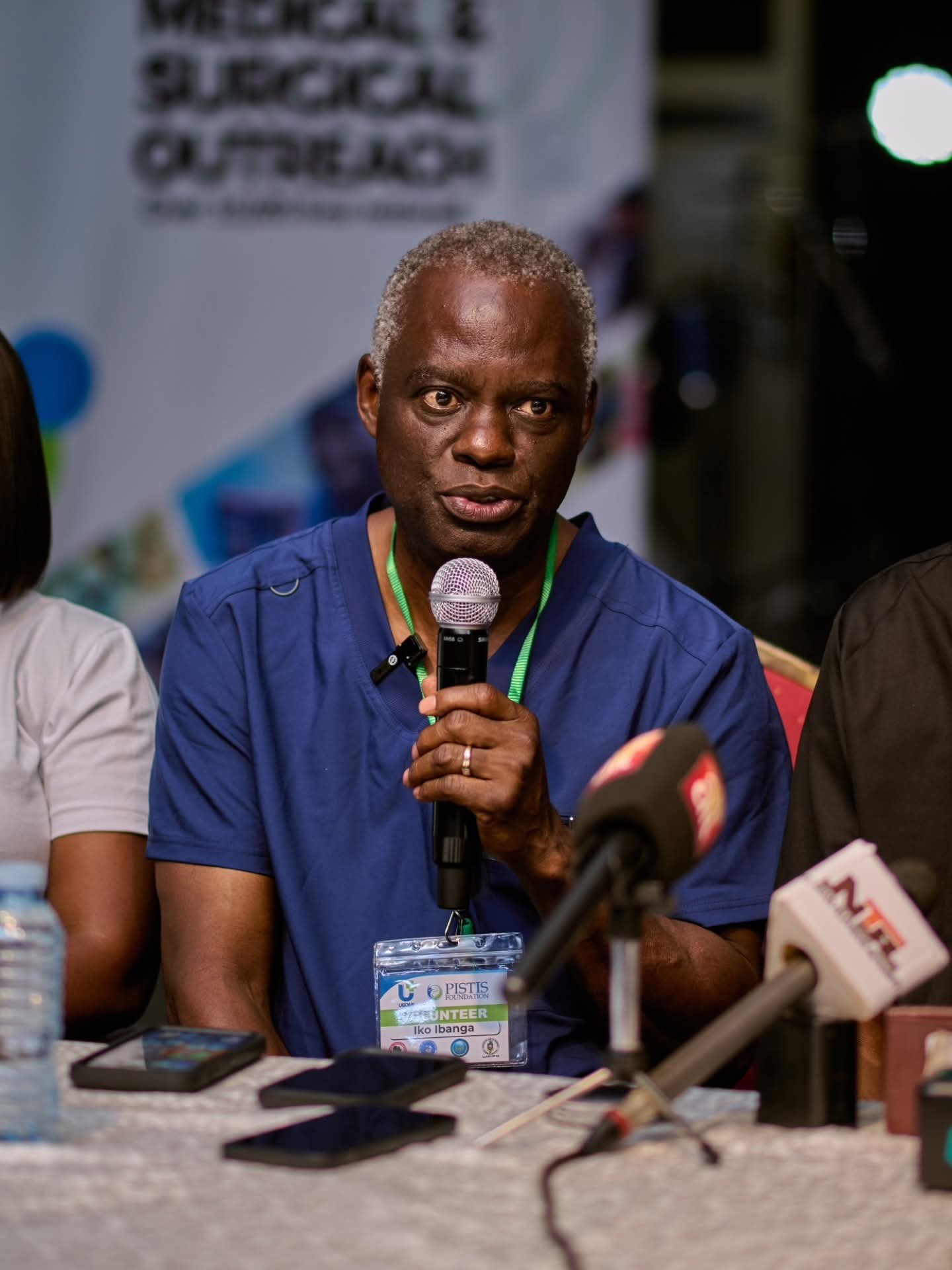 Dr. Iko Ibanga addresses journalists during the UBOMI outreach media briefing.